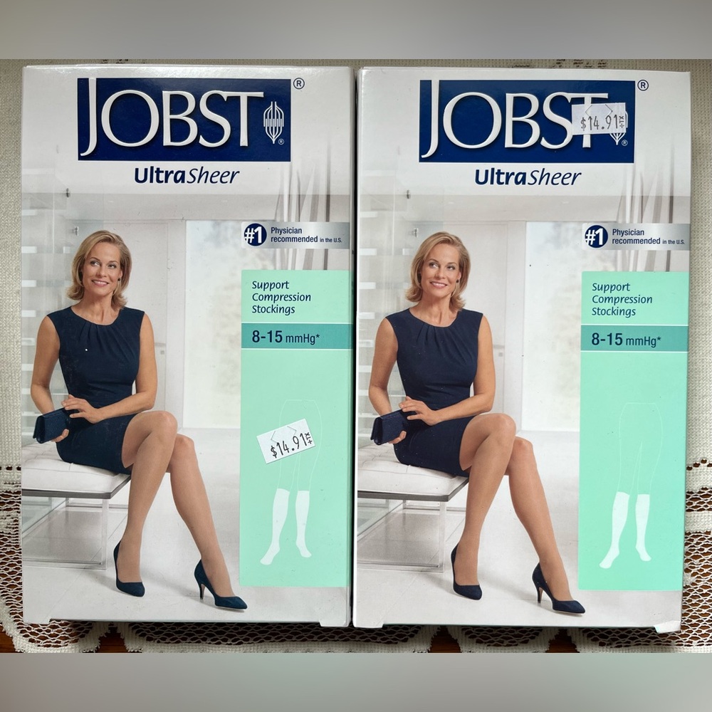 2 Pairs of Jobst Ultra Sheer 8-15 mmHg Support Compression Stockings - NEW/BOXED